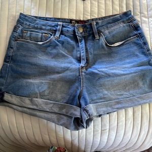 Light blue high rise shorts with some stretch